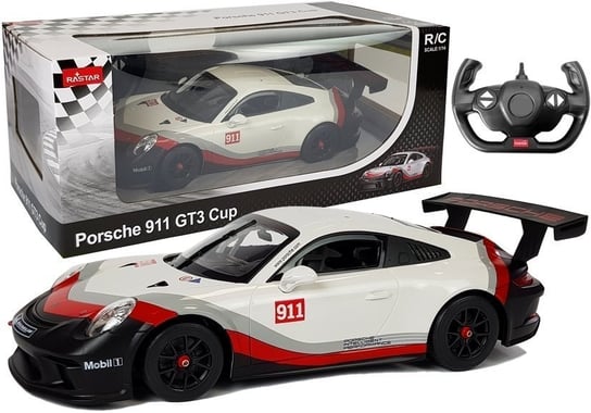 Auto R/C Porsche 911 GT3 CUP Rastar 1:14 Białe na pilota lean