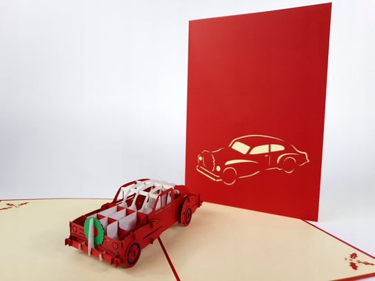 Auto Red Caddy 3d Kartka Motoryzacja, Dzień Ojca GrandGift