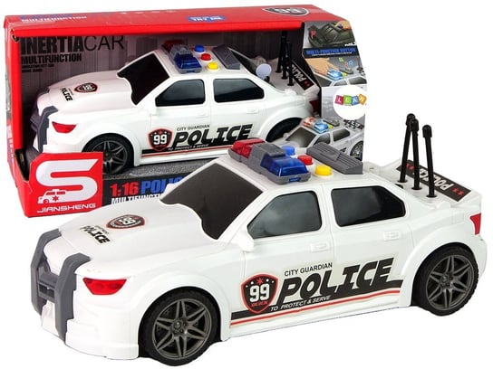 Auto Sportowe Policja 1:16 Biały Dźwięk Lean Toys