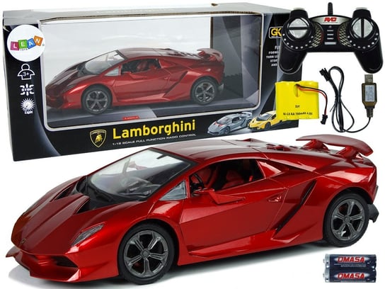 Auto Sportowe R/C 1:18 Lamborghini Sesto Elemento Czerwone 2.4 G Światła Lean Toys