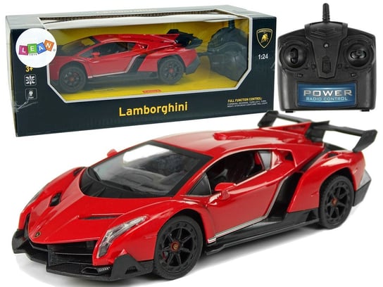 Auto Sportowe R/C 1:24 Lamborghini Veneno Czerwone 2.4 G Światła Lean Toys