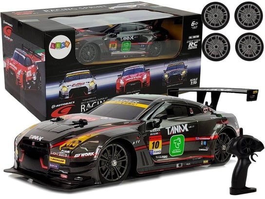 Auto Wyścigowe Drift Zdalnie Sterowane Czarny Nissan GT-R Nismo GT3 1:16 2.4G Lean Toys