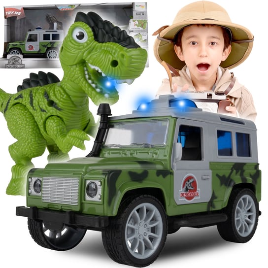 Auto Z Napędem Jeep Z Przyczepką I Dinozaurem MalPlay