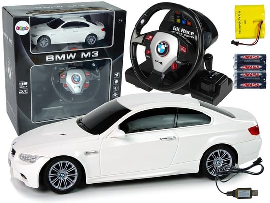 Auto Zdalnie Sterowane BMW M3 Białe 2,4 G Pilot Kierownica 1:18 Dźwięk Światła Lean Toys