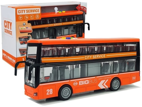 Autobus Dwupiętrowy z Napędem Frykcyjnym Dźwięk Światła 1:16 Pomarańczowy Lean Toys