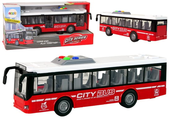 Autobus Na Baterie Światła Dźwięki Napęd Frykcyjny Czerwony 1:16 Lean Toys
