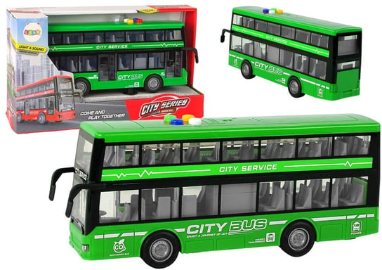 Autobus Piętrowy Na Baterie Światła Dźwięki Napęd Frykcyjny Zielony 1:16 Lean Toys