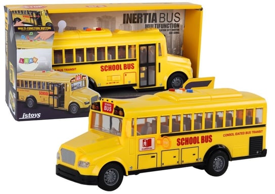 Autobus Szkolny 1:16 Napęd Frykcyjny Otwierane Drzwi Światła Dźwięki Żółty Lean Toys