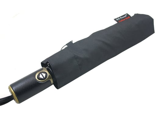 Automatyczna czarna parasolka męska marki Parasol ze skórzaną rączką Parasol
