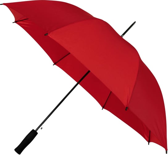 Automatyczna lekka parasolka damska czerwona z czarnym stelażem Impliva