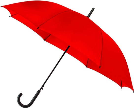 Automatyczna lekka parasolka damska czerwona z czarnym stelażem Impliva