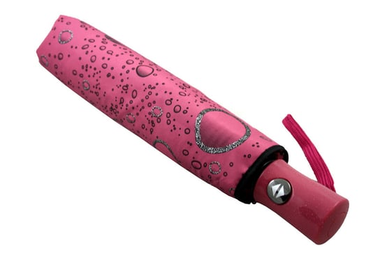 Automatyczna parasolka damska, różowa w kropelki TIROSS