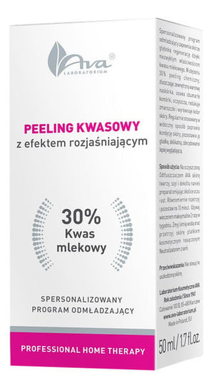 Ava PHT Peeling kwasowy z efektem rozjaśniającym Kwas mlekowy 30% 50ml AVA