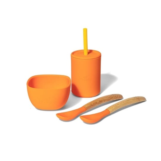 Avanchy La Petite Silikonowy Zestaw Obiadowy Dla Dziecka Orange Avanchy