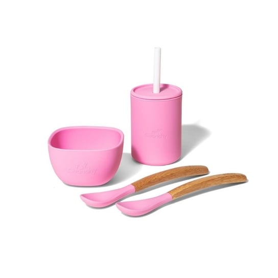Avanchy La Petite Silikonowy Zestaw Obiadowy Dla Dziecka Pink Avanchy
