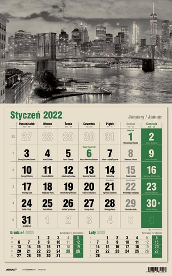 Avanti, Kalendarz 2022 KTJ EKO - Jednodzielny EKO avanti