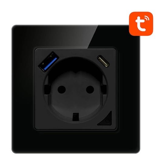 Avatto, Inteligentne gniazdo ścienne WiFi N-WOT10-USB-B USB i USB-C TUYA, Czarny Avatto