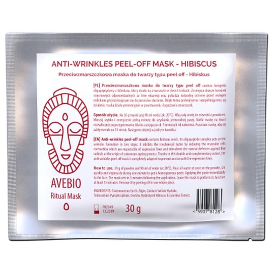 Avebio, Ritual Mask, maska do twarzy przeciwzmarszczkowa peel off hibiskus, 30 g AVEBIO