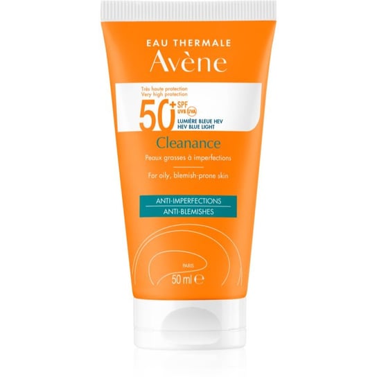 Avène Cleanance Solaire, Ochrona przeciwsłoneczna dla skóry ze skłonnością do trądziku SPF 50+, 50 ml Avene