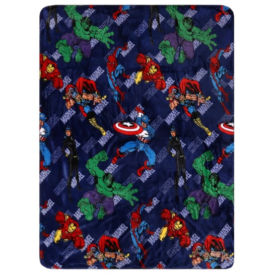 Avengers Marvel Granatowa Narzuta/Koc Sherpa 120X150 cm, Oeko-Tex 120X150 cm Marvel