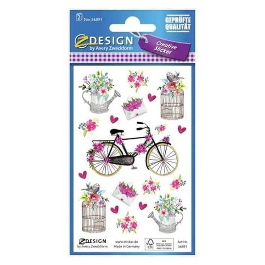 Avery Zweckform, Naklejki papierowe - kwiaty, rower AVERY Zweckform