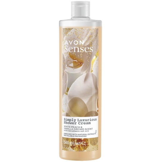 Avon Senses, Simply Luxurious, żel pod prysznic damski, Biała brzoskwinia Wanilia, 500ml AVON