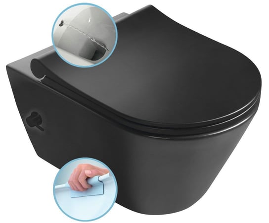 AVVA CLEANWASH WC wiszące, Rimless, ze zintegrowana baterią i prysznicem bidetowym, 35,5x53cm, czarny mat Inna marka