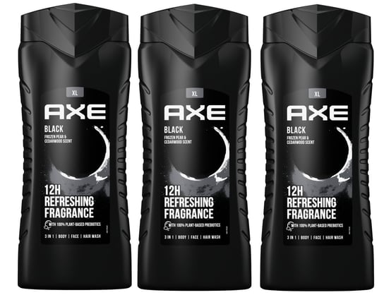 Axe, Black, Żel pod prysznic, 3x400 ml Axe