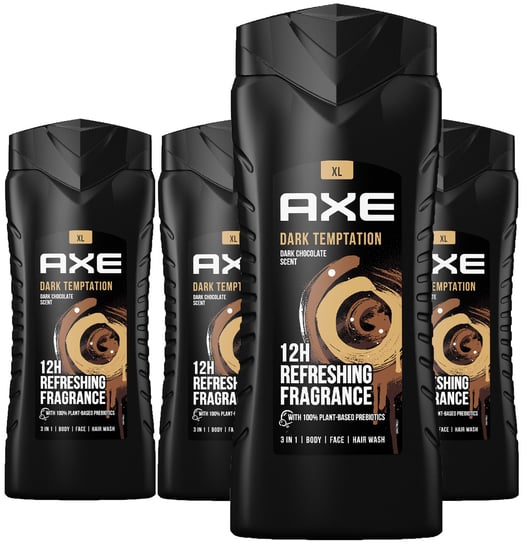 Axe, Dark Temptation, Żel pod prysznic, 4x400 ml Axe