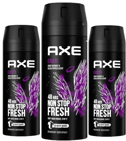 Axe Excite, Dezodorant w aerozolu, 3x150ml Axe