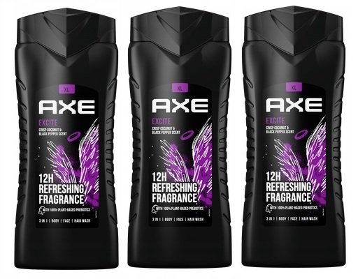 Axe, Excite, Żel pod prysznic, 3x400ml Axe