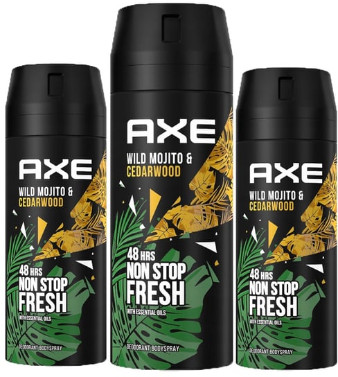 Axe, Wild Green Mojito & Cedarwood, Dezodorant W Aerozolu, 3x150ml Axe