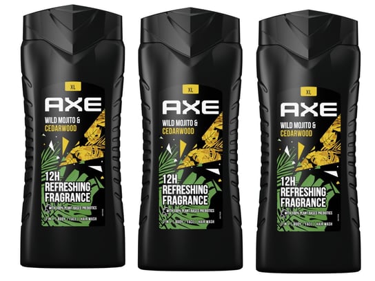 Axe, Wild Mojito, Żel pod prysznic męski, 3x400 ml Axe