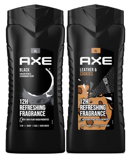 Axe, Żel pod prysznic MIX Leather & Cookies + Black, 2x400ml Axe