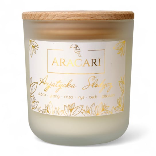 AZJATYCKA SŁODYCZ - Sojowa świeca zapachowa ARACARI z kolekcji EMERALD biały velvet Aracari