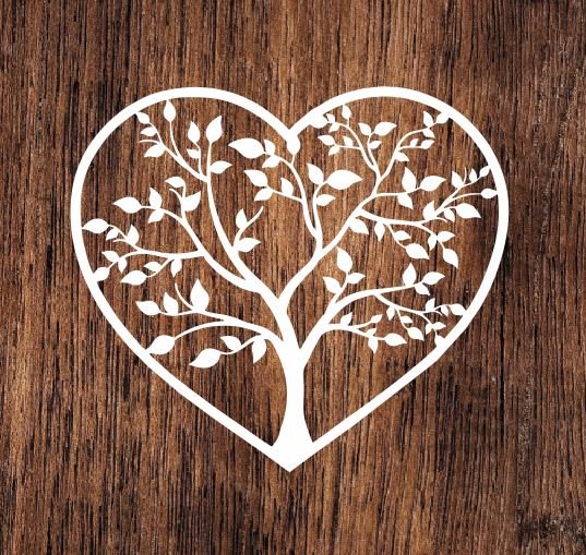 Ażurowe serce z drzewem- wycinanka z kartonu A2 AKATJA
