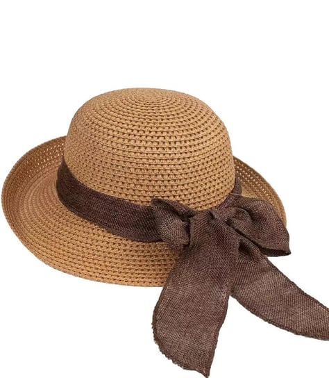 Ażurowy kapelusz słomkowy szeroka wstążka kokarda Agrafka