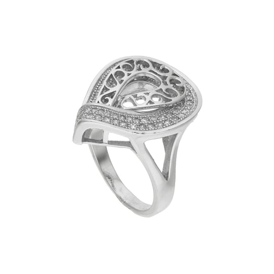 Ażurowy srebrny pierścionek z cyrkoniami 925 Rosanto