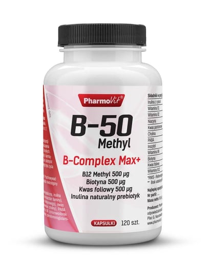 B-50 Methyl B-Complex Max+ Pharmovit, suplement diety, 120 kapsułek Pharmovit