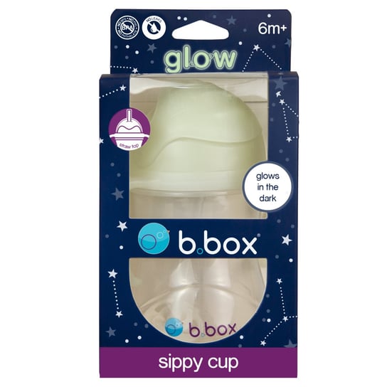 B.Box, Bidon ze słomką, Glow in the dark, 240 ml B.Box