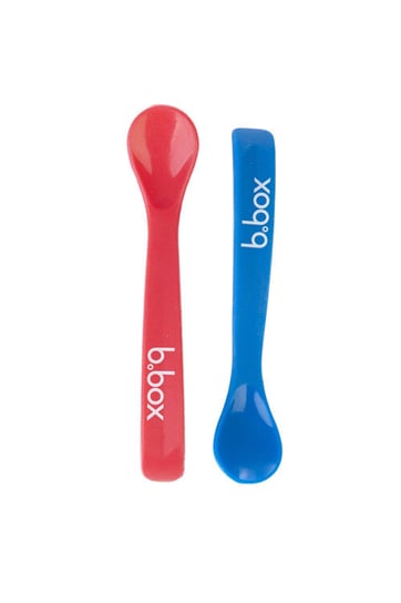 B.Box, Zestaw silikonowych łyżeczek, Czerwona/Niebieska, 2 szt. B.Box