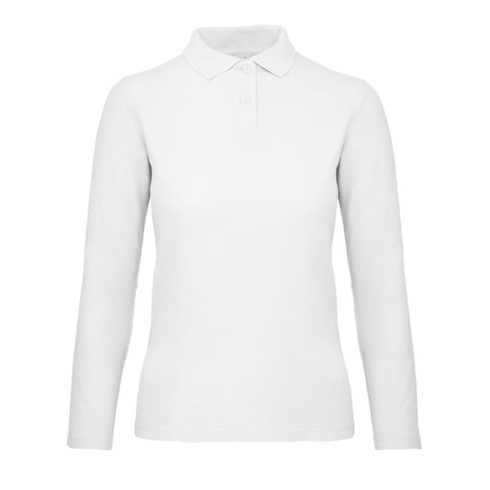 B&C Damska Koszulka Polo Z Długim Rękawem ID.001 (XS ( 122 - 128 ) / Ciepły Biały) B&C