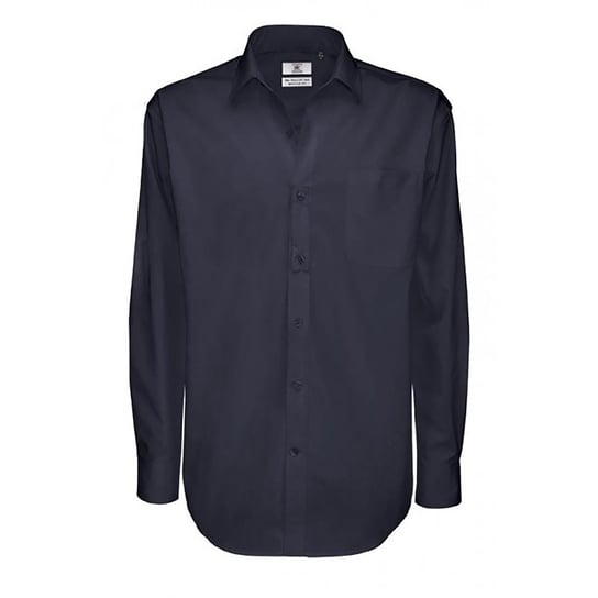 B&amp;C Męska Bawełniana Koszula Z Długim Rękawem Sharp Twill / Koszule Męskie (S (52-55 Cm) / Granatowy) B&C