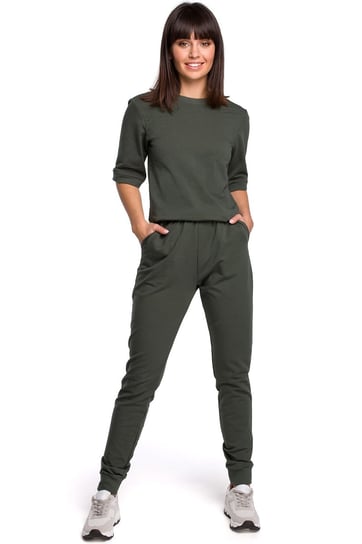 B104 Kombinezon z dekoltem na plecach - khaki (kolor khaki, rozmiar XL) BeWear
