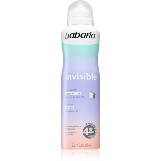 Babaria Deodorant Invisible antyperspirant w sprayu przeciwko białym i żółtym śladom 200 ml Babaria