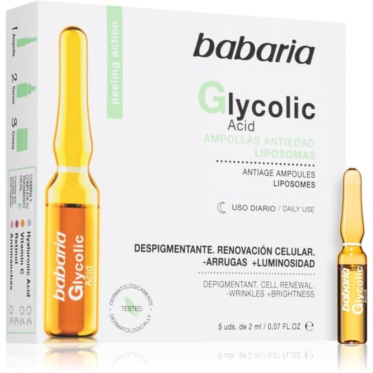 Babaria Glycolic Acid przeciwzmarszczkowe serum rozjaśniające w ampułkach 5x2 ml Barbaria