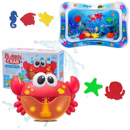 Bąbelkowy krab wytwarzający pianę do kąpieli ,,Freaky Krab'' + Edukacyjna, sensoryczna, dmuchana mata wodna dla dzieci 65x48cm Inna marka