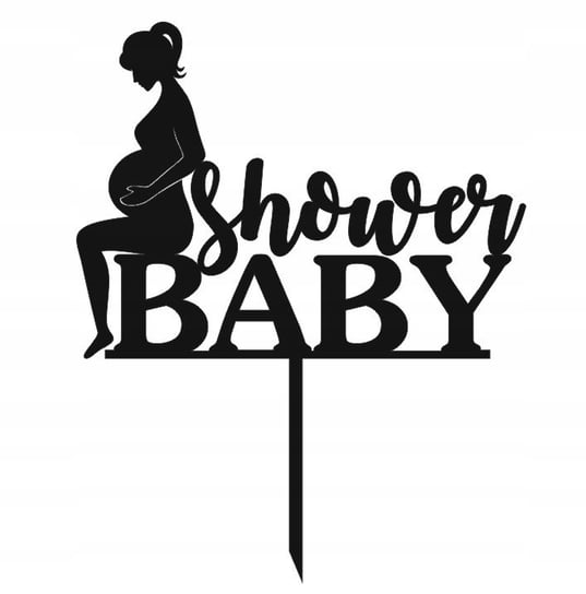 Baby Shower topper czarny z kobietą w ciąży Pamario