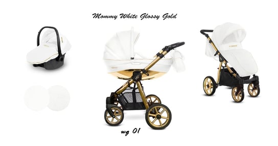 BabyActive, Mommy Glossy, Wózek wielofunkcyjny, White/Gold, 3w1 BabyActive