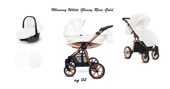 BabyActive, Mommy Glossy, Wózek wielofunkcyjny, White Rose/Gold, 3w1 BabyActive
